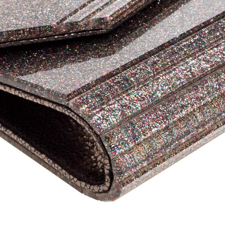 Pre Owned Jimmy Choo Multicolor Shimmer Acrylic Candy Clutch Bag