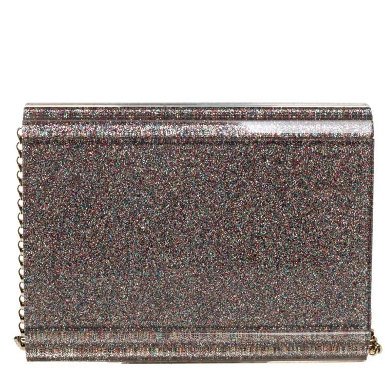 Pre Owned Jimmy Choo Multicolor Shimmer Acrylic Candy Clutch Bag
