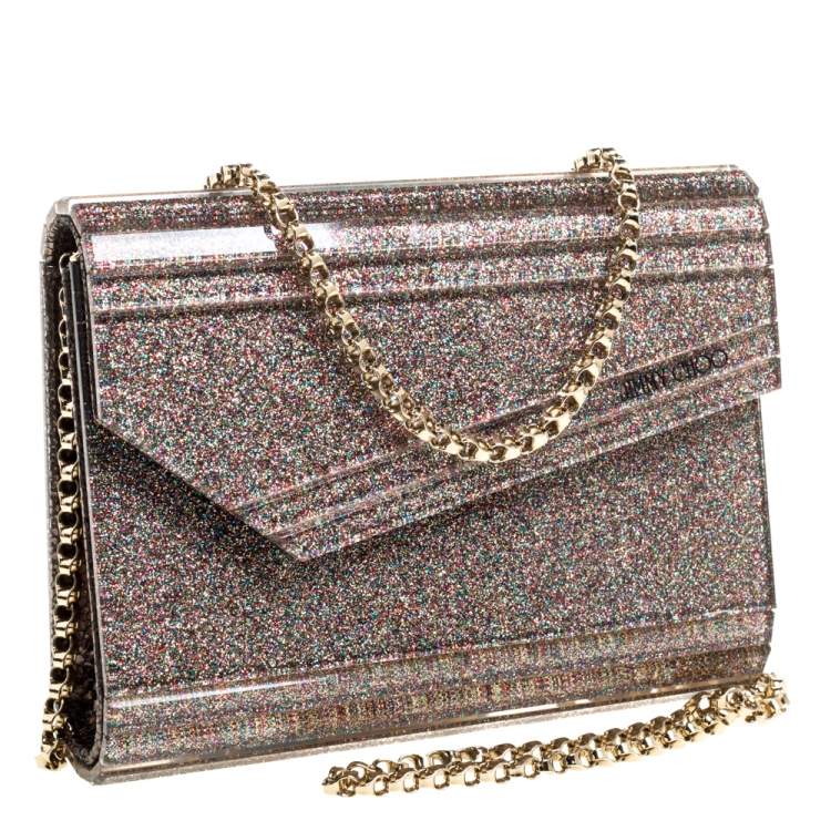 Pre Owned Jimmy Choo Multicolor Shimmer Acrylic Candy Clutch Bag