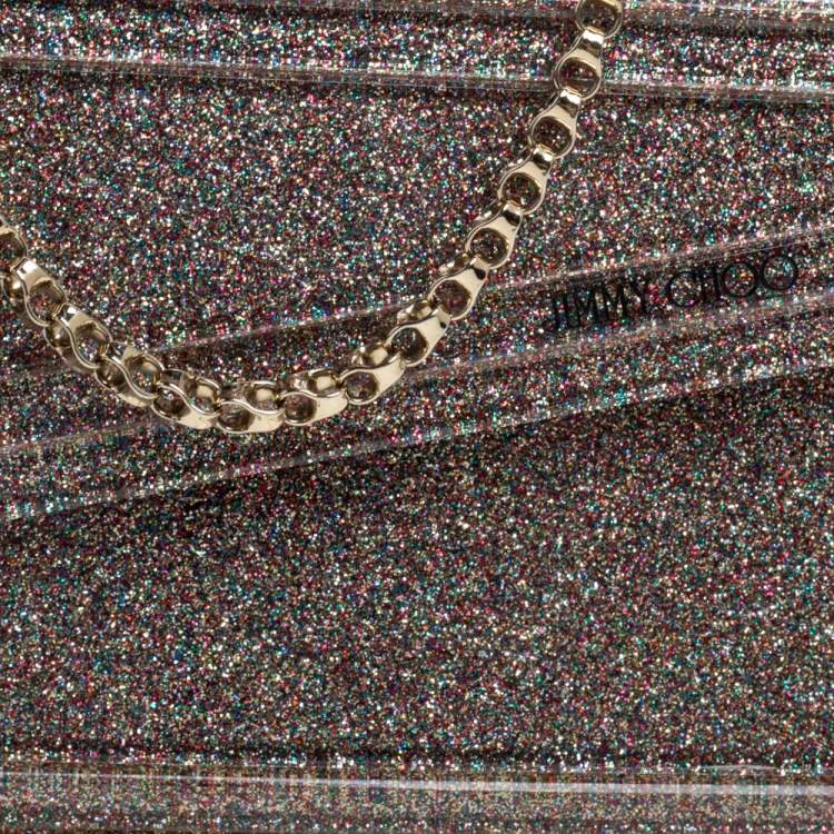 Pre Owned Jimmy Choo Multicolor Shimmer Acrylic Candy Clutch Bag