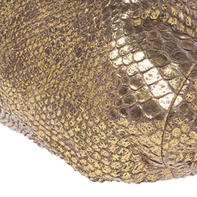 Pre Owned Jimmy Choo Gold Python Chain Frame Clutch
