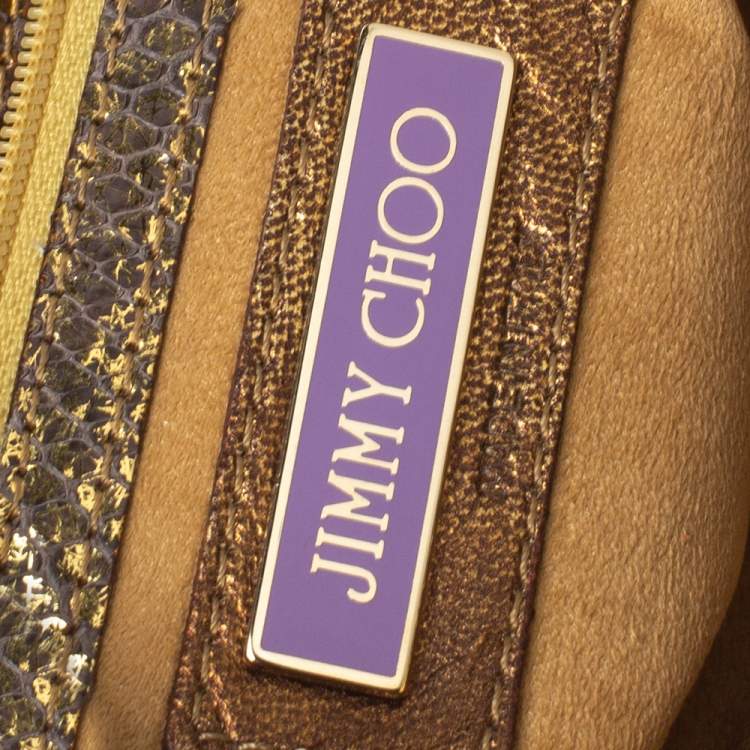 Pre Owned Jimmy Choo Gold Python Chain Frame Clutch