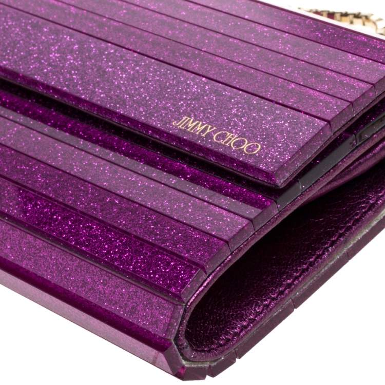Pre Owned Jimmy Choo Purple Acrylic Sweetie Clutch