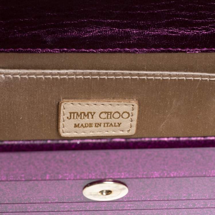Pre Owned Jimmy Choo Purple Acrylic Sweetie Clutch