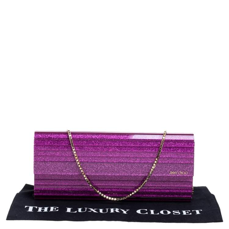 Pre Owned Jimmy Choo Purple Acrylic Sweetie Clutch
