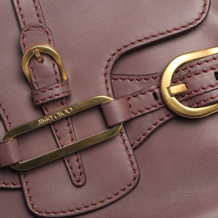 Pre Owned Jimmy Choo Dusty Grape Leather Tulita Shoulder Bag