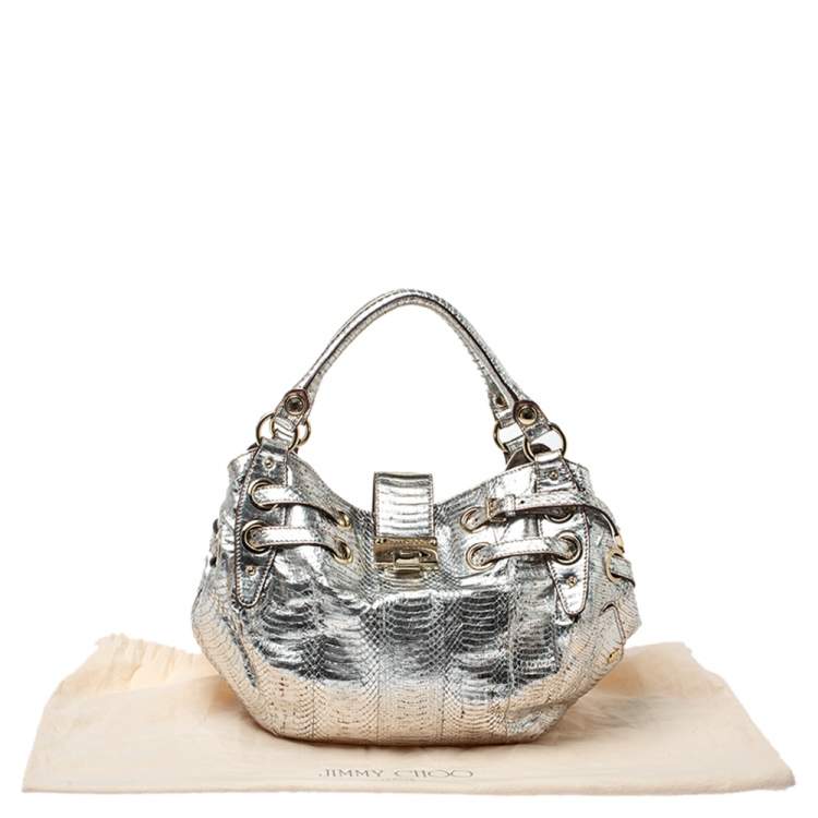 Pre Owned Jimmy Choo Silver Python Ramona Shoulder Bag