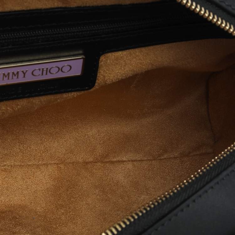 Pre Owned Jimmy Choo Black Leopard Print Calfhair and Leather Catherine Satchel