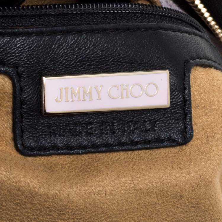 Pre Owned Jimmy Choo Black Leather and Suede Carolina Fringe Shoulder Bag