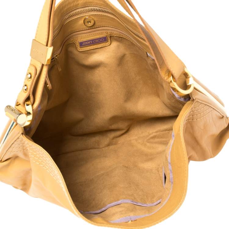 Pre Owned Jimmy Choo Tan Leather Ayse Frame  Hobo
