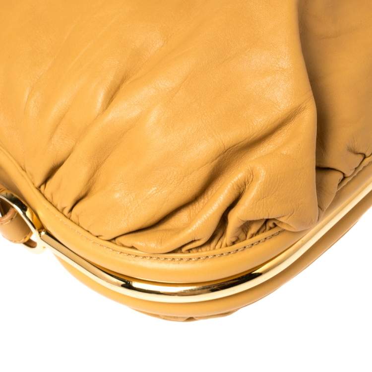Pre Owned Jimmy Choo Tan Leather Ayse Frame  Hobo