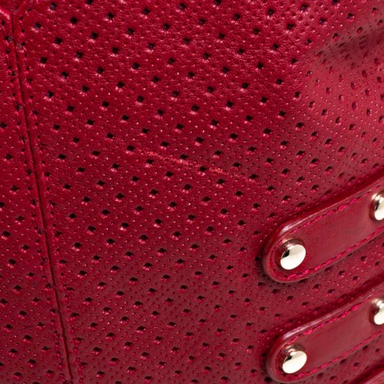 Pre Owned Jimmy Choo Red Perforated Leather Brina Shoulder Bag