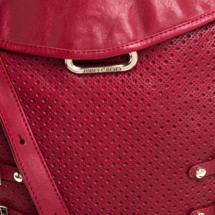 Pre Owned Jimmy Choo Red Perforated Leather Brina Shoulder Bag