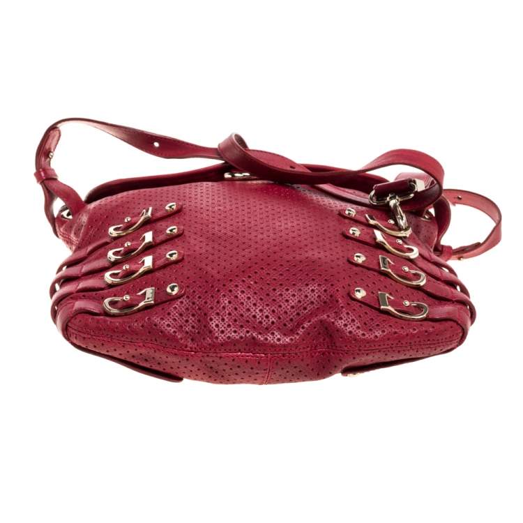 Pre Owned Jimmy Choo Red Perforated Leather Brina Shoulder Bag
