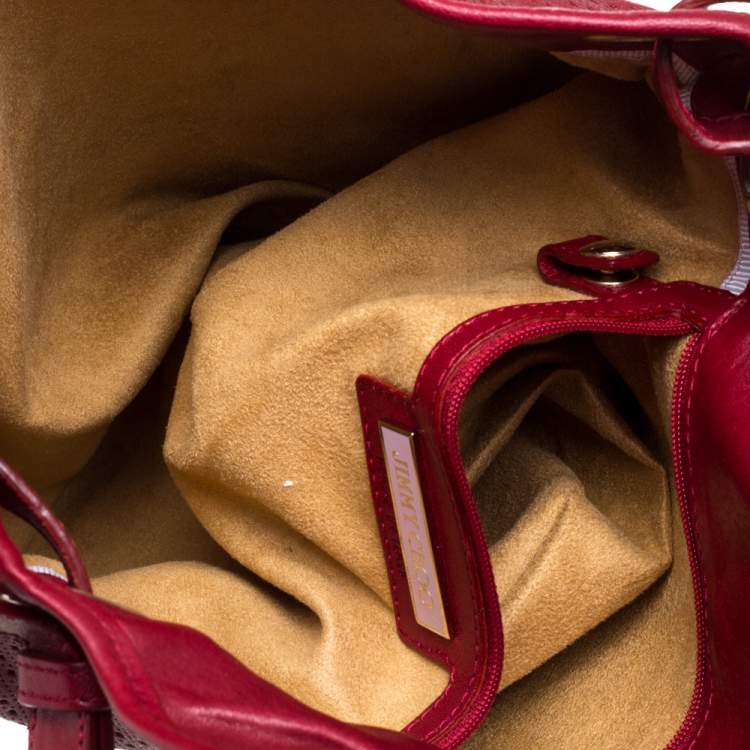 Pre Owned Jimmy Choo Red Perforated Leather Brina Shoulder Bag