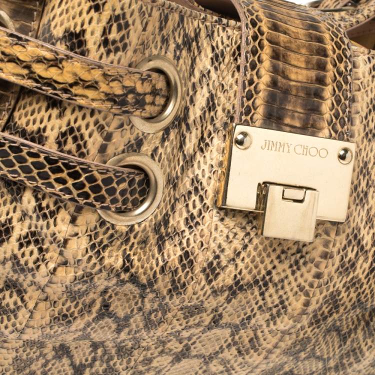 Pre Owned Jimmy Choo Cream/Black Water Snake Ramona Shoulder Bag