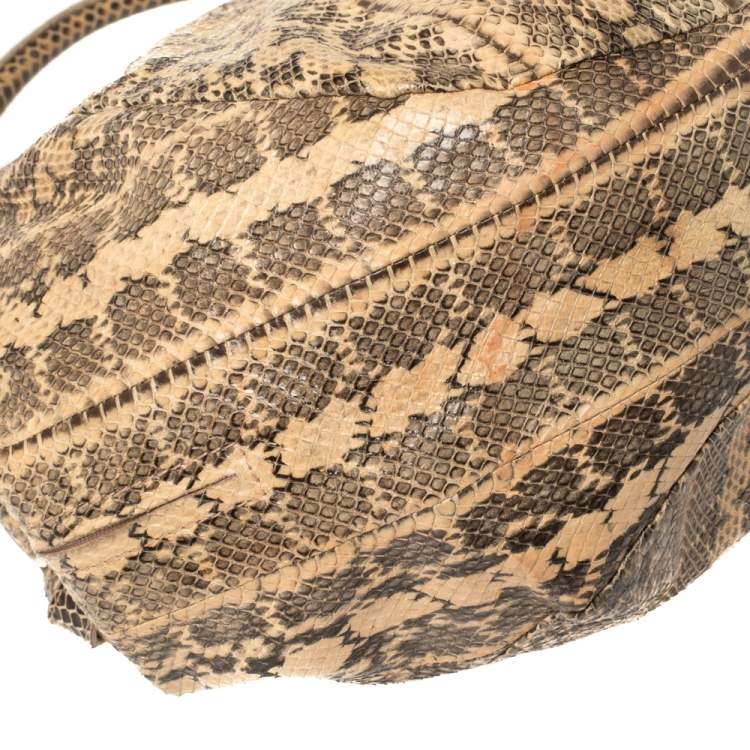 Pre Owned Jimmy Choo Cream/Black Water Snake Ramona Shoulder Bag