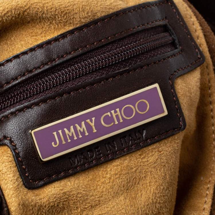 Pre Owned Jimmy Choo Brown Python and Suede Marla Satchel