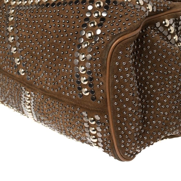 Pre Owned Jimmy Choo Brown Suede and Leather Ramona Studded Tote