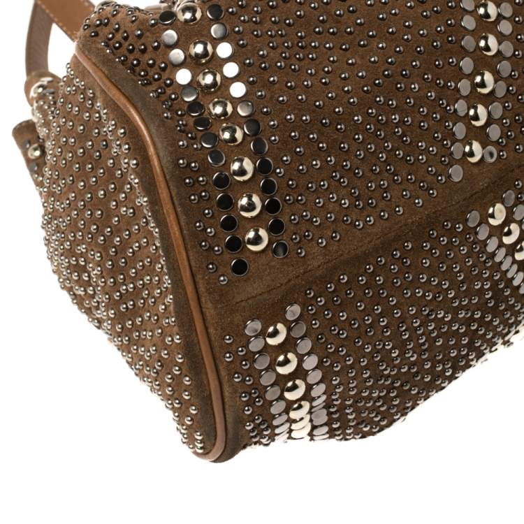 Pre Owned Jimmy Choo Brown Suede and Leather Ramona Studded Tote