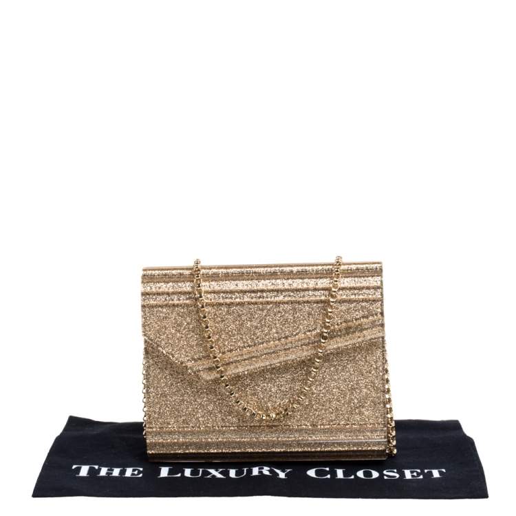 مملوكة مسبقًا Jimmy Choo Gold Glitter Acrylic Candy Chain Clutch