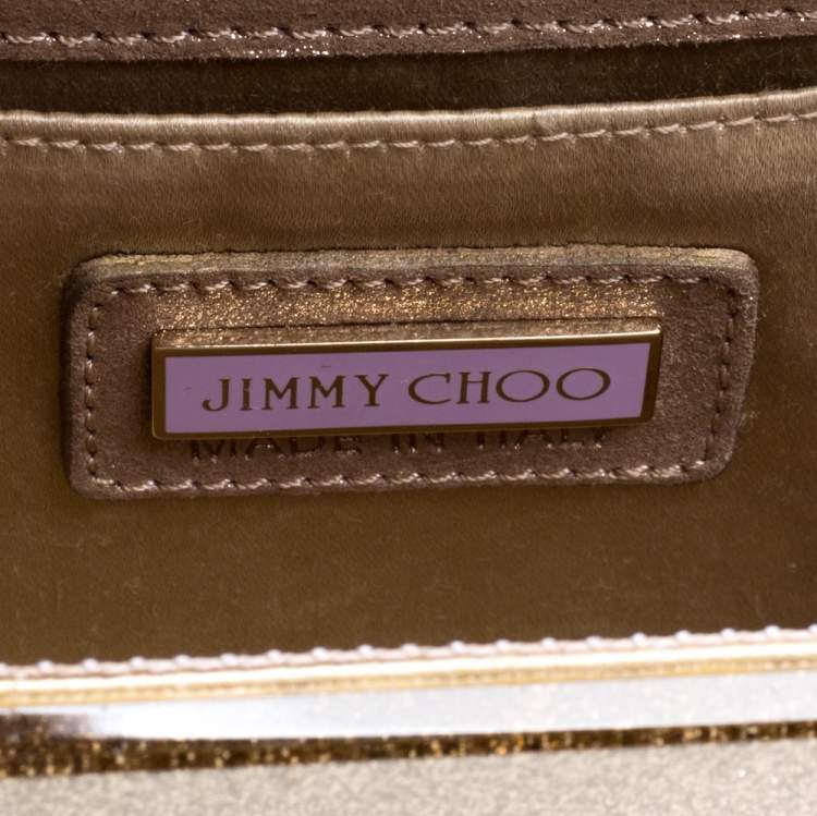 مملوكة مسبقًا Jimmy Choo Gold Glitter Acrylic Candy Chain Clutch