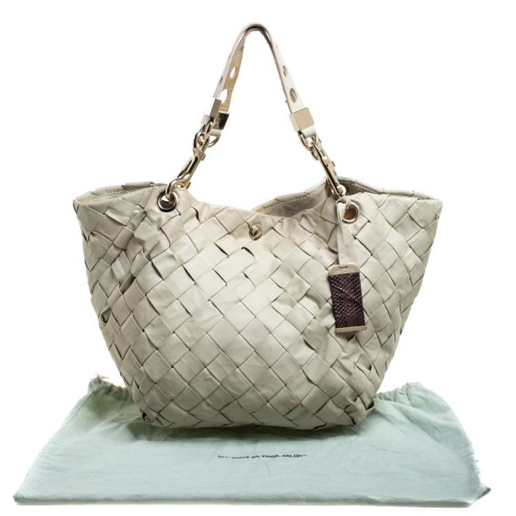Jimmy Choo Ivory Woven Leather Tote