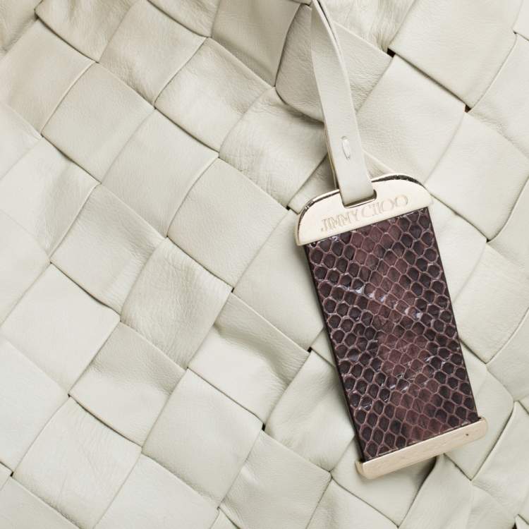 Jimmy Choo Ivory Woven Leather Tote