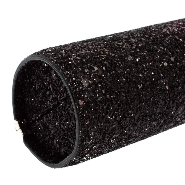 Pre Owned Jimmy Choo Purple Coarse Glitter Trinket Clutch