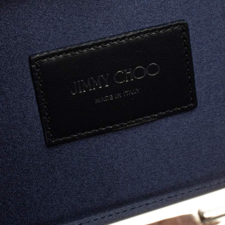 Pre Owned Jimmy Choo Blue Coarse Glitter Celeste Clutch 