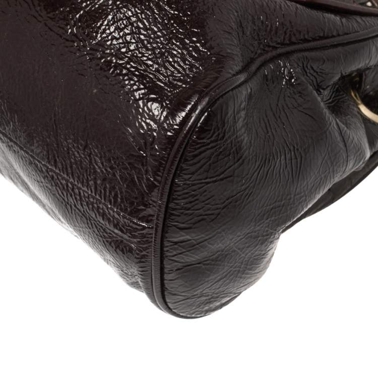 Pre Owned Jimmy Choo Dark Plum Patent Leather Ramona Tote
