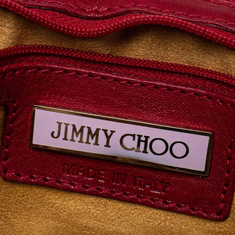 مملوكة مسبقًا Jimmy Choo Red Perforated Leather Brix Convertible Clutch