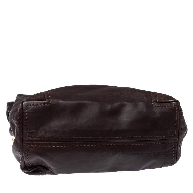 Pre Owned Jimmy Choo Dark Brown Leather Medium Saba Hobo