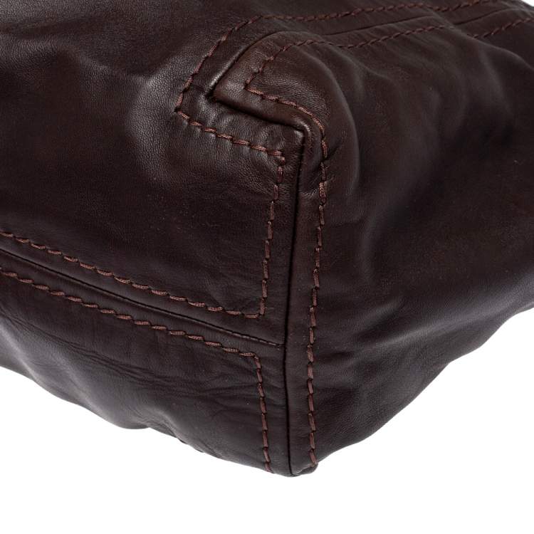 Pre Owned Jimmy Choo Dark Brown Leather Medium Saba Hobo