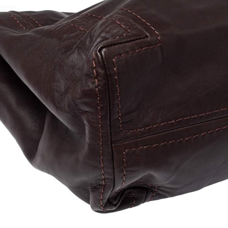 Pre Owned Jimmy Choo Dark Brown Leather Medium Saba Hobo