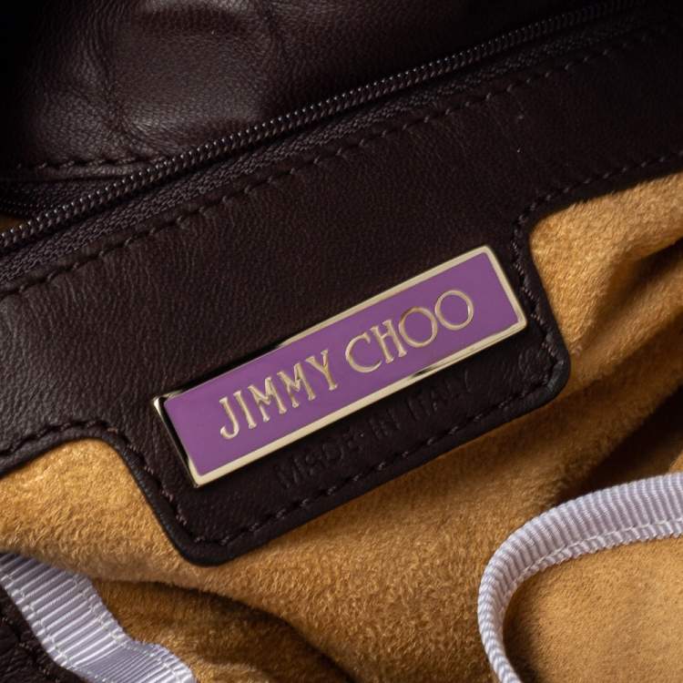 Pre Owned Jimmy Choo Dark Brown Leather Medium Saba Hobo