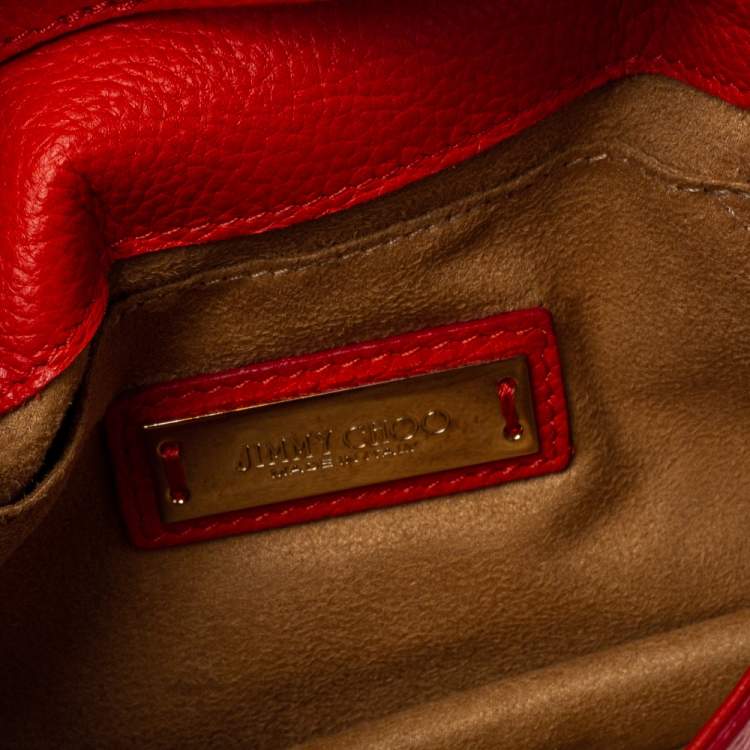 Pre Owned Jimmy Choo Orange Leather Rebel Crossbody Bag