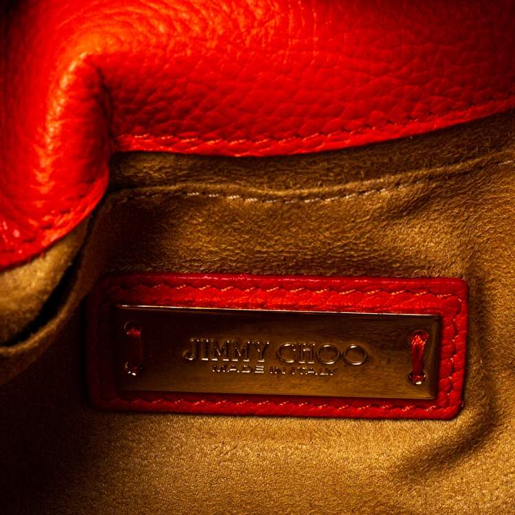 Pre Owned Jimmy Choo Orange Leather Rebel Crossbody Bag