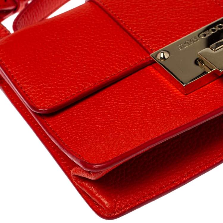 Pre Owned Jimmy Choo Orange Leather Rebel Crossbody Bag
