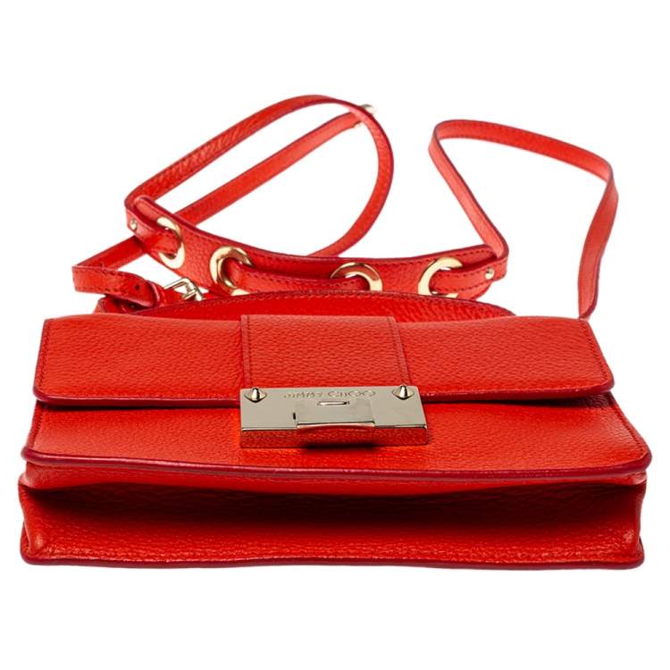 Pre Owned Jimmy Choo Orange Leather Rebel Crossbody Bag