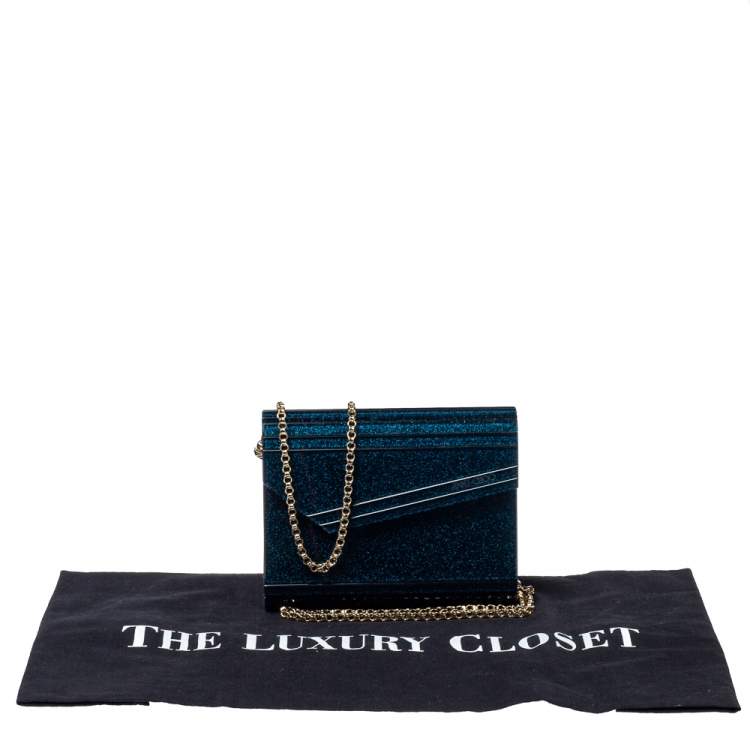 Pre Owned Jimmy Choo Navy Blue Shimmer Acrylic Candy Clutch Bag