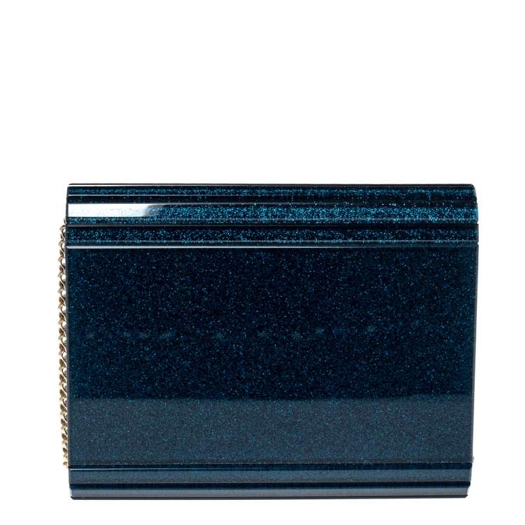 Pre Owned Jimmy Choo Navy Blue Shimmer Acrylic Candy Clutch Bag