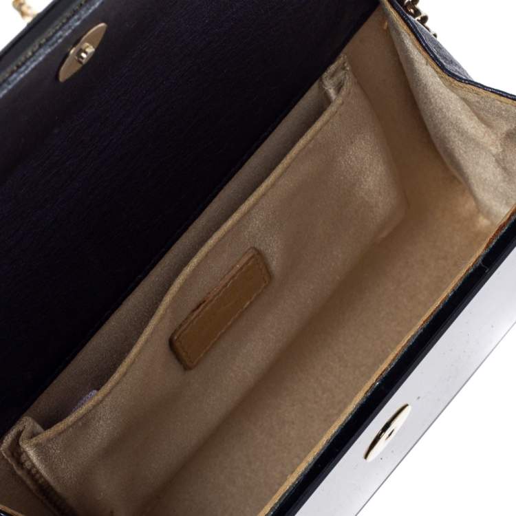 Pre Owned Jimmy Choo Navy Blue Shimmer Acrylic Candy Clutch Bag