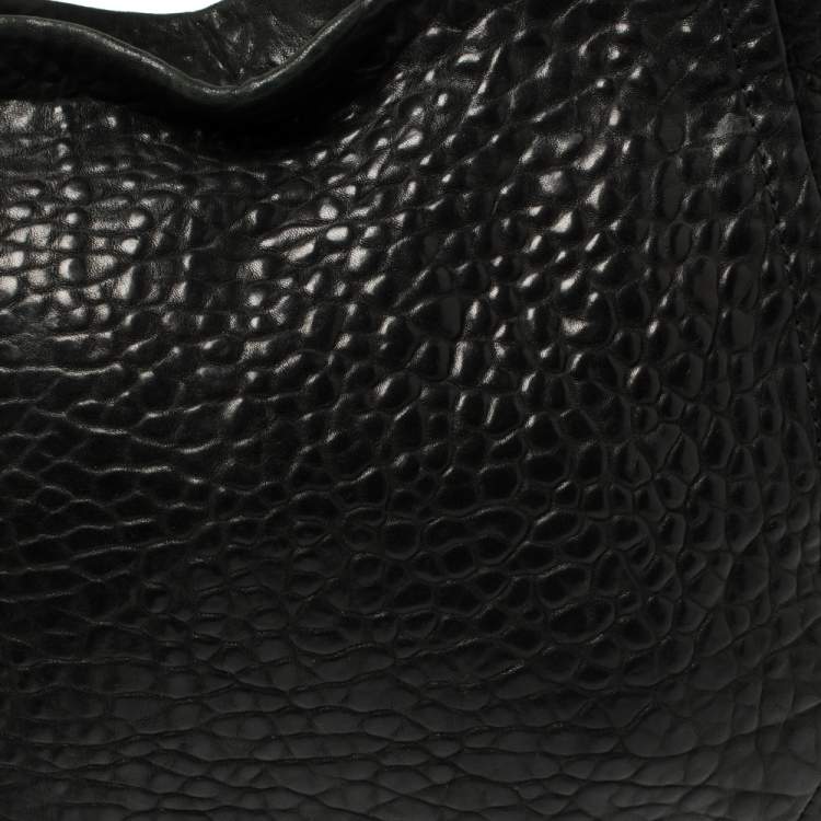 Pre Owned Jimmy Choo Black Pebbled Leather Large Nica Tote