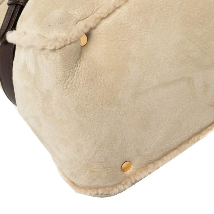 Pre Owned Jimmy Choo Beige/Brown Shearling and Leather Tulita Hobo