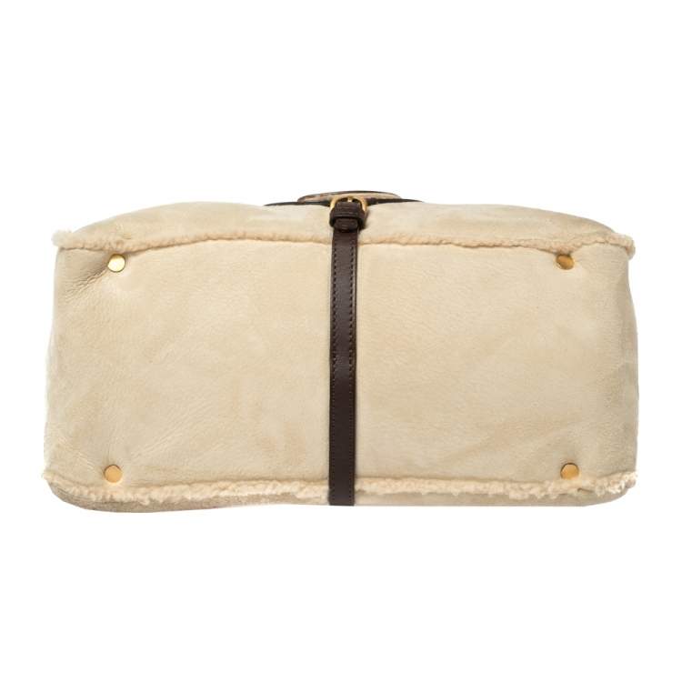 Pre Owned Jimmy Choo Beige/Brown Shearling and Leather Tulita Hobo