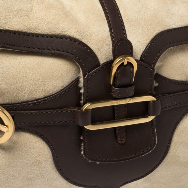 Pre Owned Jimmy Choo Beige/Brown Shearling and Leather Tulita Hobo