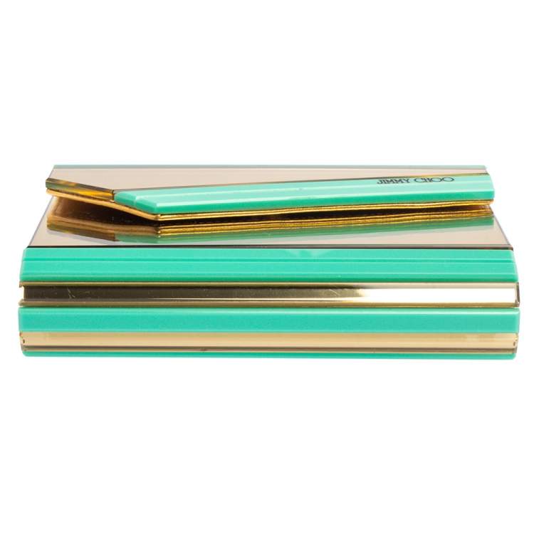 Pre Owned Jimmy Choo Gold/Green Acrylic Candy Chain Clutch 