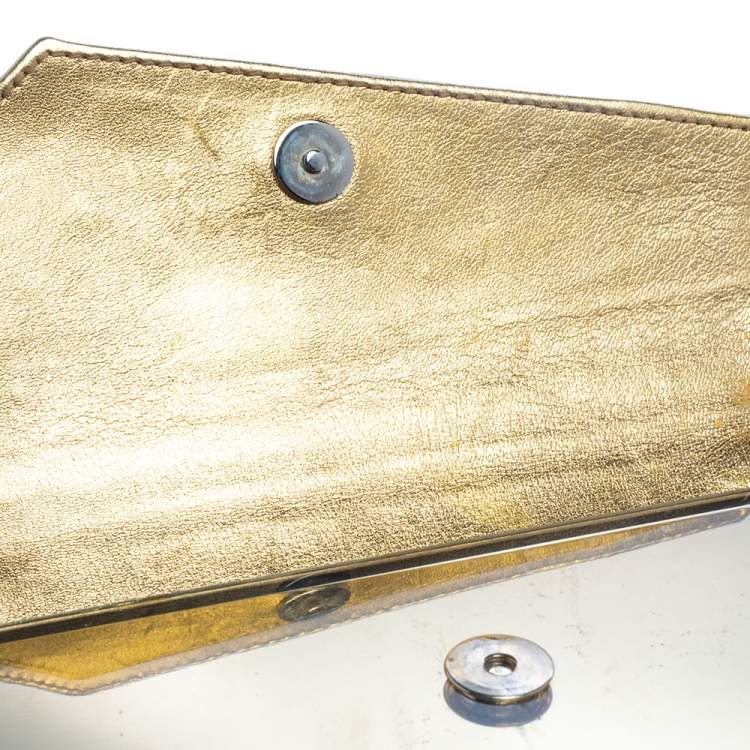 Pre Owned Jimmy Choo Gold/Green Acrylic Candy Chain Clutch 