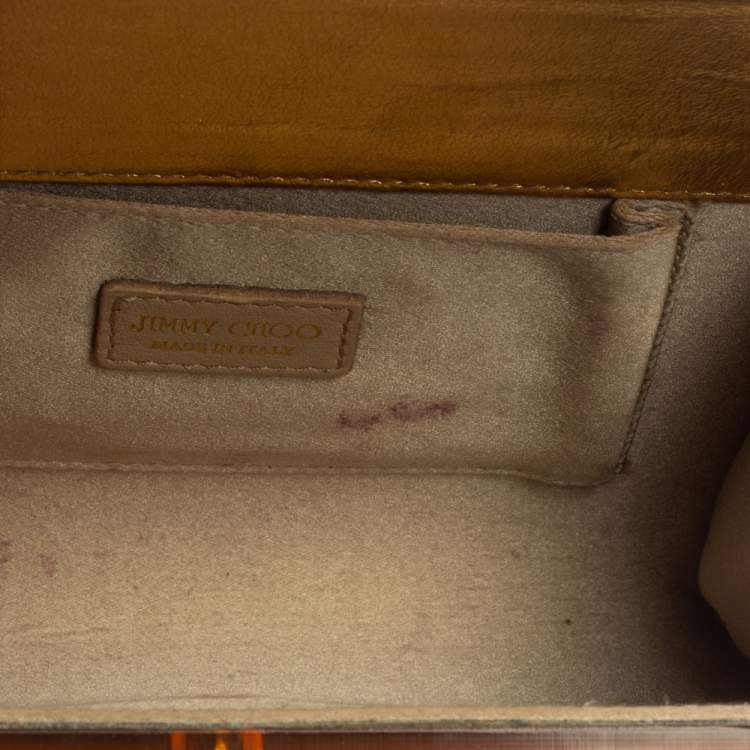 Pre Owned Jimmy Choo Gold/Green Acrylic Candy Chain Clutch 